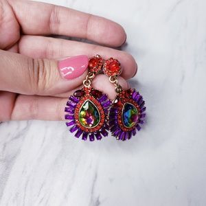 Colorful Bejewel Statement Drop Earrings